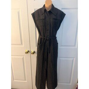 Vintage Albert Capraro Womens Sleeveless Gray Wool One Piece Jumpsuit Size 8